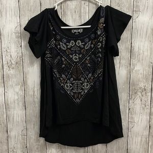 Mudd Floral Flowy Boho Cold Shoulder Top​​​​